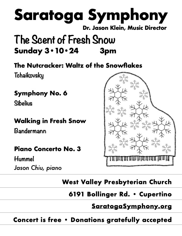 Saratoga Symphony March 2024 Concert Poster