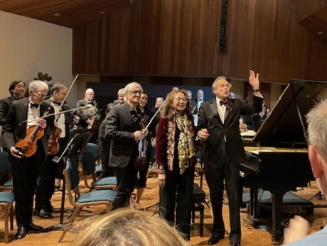 Saratoga Symphony musicians and conductor at curtain call