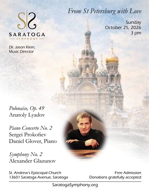 Saratoga Symphony October 25 2026 concert flyer: From St Petersburg with Love